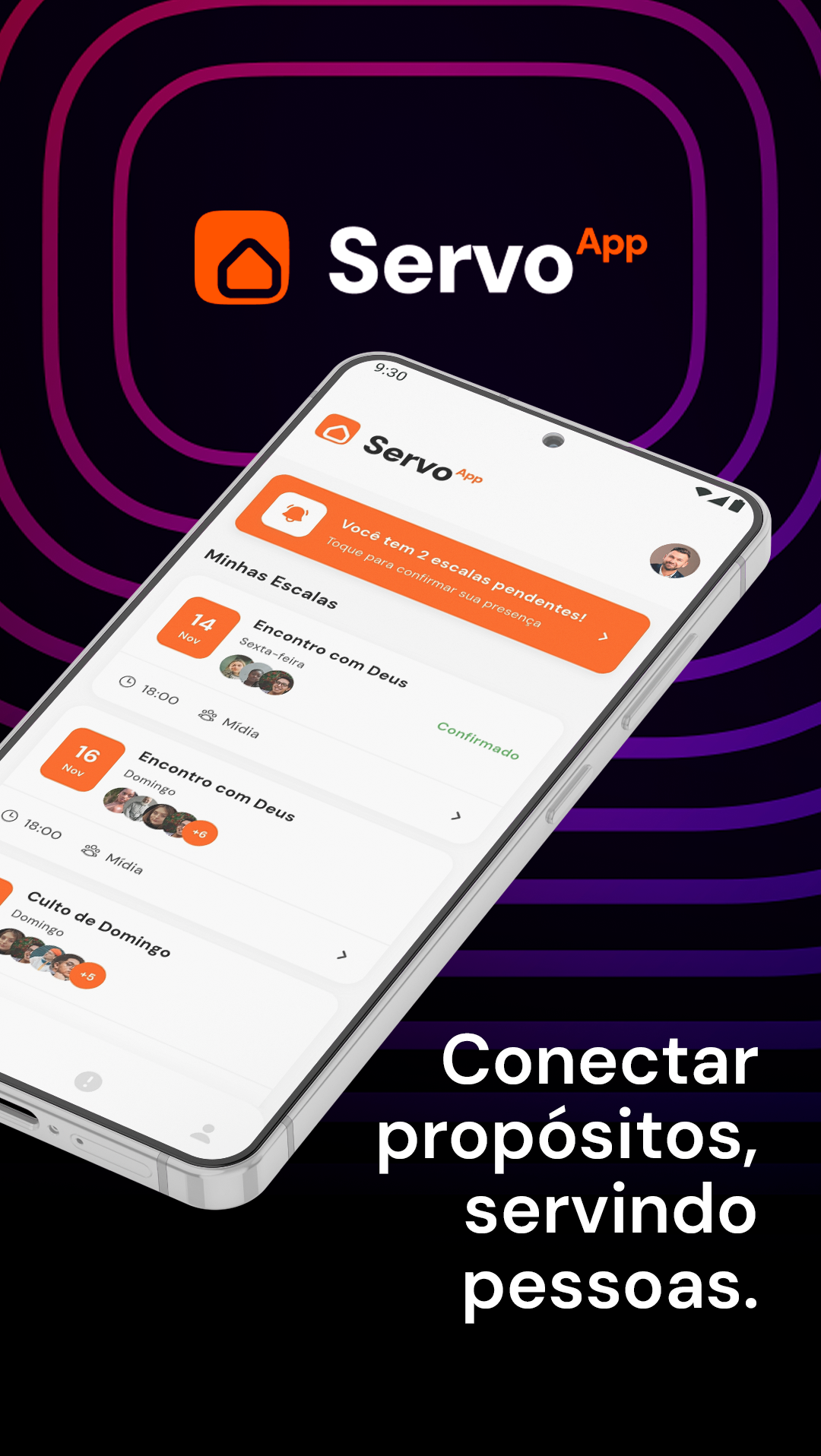 Tela inicial do ServoApp