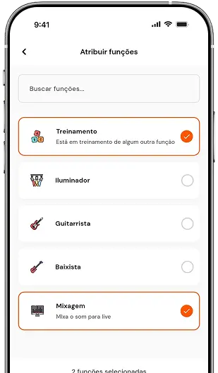 Tela do app: atribuir funções